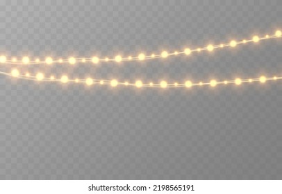 Vector Christmas Garland On An Isolated Transparent Background. Light, Light Garland PNG, Christmas Decoration.