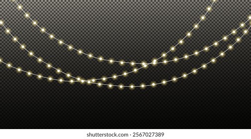 Vector Christmas garland on an isolated transparent background. Christmas decoration.