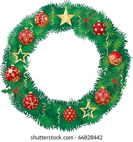 vectores de navidad con bolas rojas y estrellas doradas