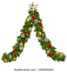 Vector Christmas Garland Tree isolated on white background