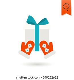 Vector Christmas Gift Box. Colorful. Single Flat Icon