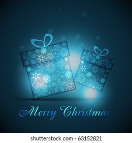vector christmas gift box on blue background