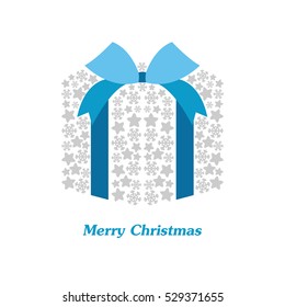 Vector christmas gift box with white snowflake