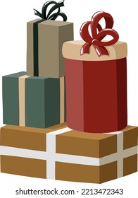Vector Christmas gift boxes with ribbons