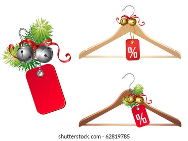 vector christmas gift card decorated with jingle bells