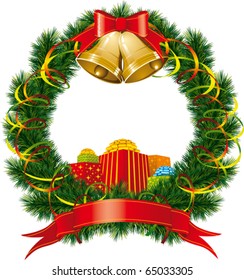 vector christmas gifts with christmas tree decorations