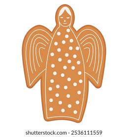 Vector christmas gingerbread in angel shape for decorating winter gingerbread illustrations