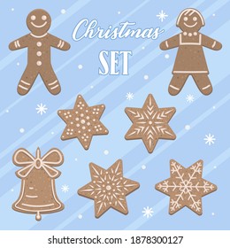 Vector Christmas Gingerbread Cookies Set