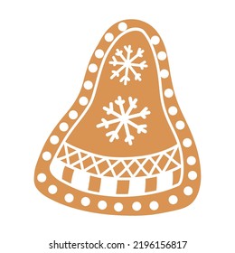 vector Christmas gingerbread in the form of a bell on a white background