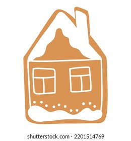 vector Christmas gingerbread in the form of a house on a white background.