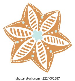 vector Christmas gingerbread in the form of a snowflake star.