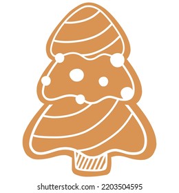 vector Christmas gingerbread in the form of a Christmas tree on a white background.