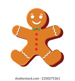 Vector christmas gingerbread man cookie.