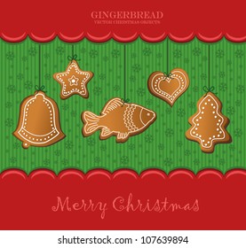 vector christmas gingerbread red card