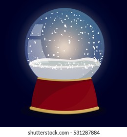 Vector Christmas Glass globe with the falling snow