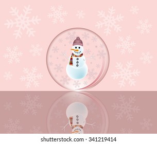 vector christmas globe with snowman