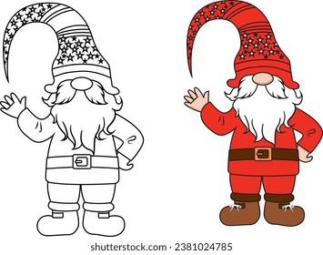Vector Christmas Gnomes illustration. Gnome collection. Cute set with an elf isolated on white