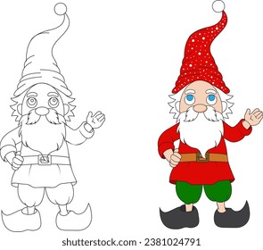 Vector Christmas Gnomes illustration. Gnome collection. Cute set with an elf isolated on white