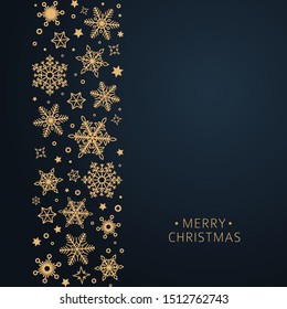 Vector Christmas Gold Snowflakes Vertical Banner Background