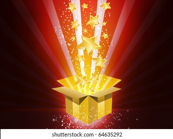 Vector - Christmas Golden Gift Box with Stars