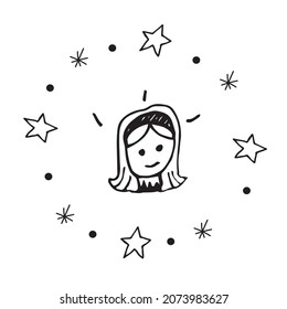 vector christmas good girl doodle style