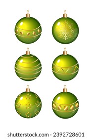 Vektor-Weihnachtsgrün-Bälle mit Gold. Großartiges dekoratives Element 
 Ihr Weihnachts- und Neujahrsdesign.