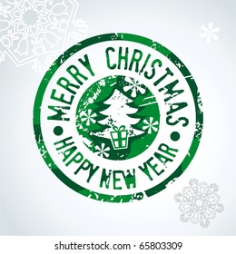 Vector Christmas green Stamp