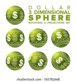 Vector Christmas green and white dollar sign on baubles