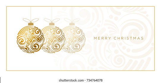 Vector Christmas greeting card. Abstract swirl Christmas ball on white background.