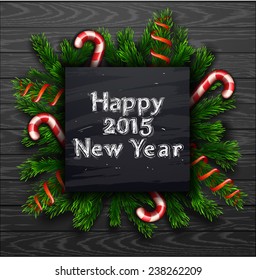 Vector Christmas Greeting Card. Chalk drawn Happy new year xmas 