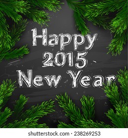 Vector Christmas Greeting Card. Chalk drawn Happy new year xmas
