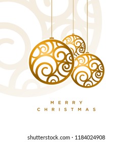 Vector Christmas greeting card design with abstract swirl Christmas balls.