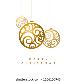 Vector Christmas greeting card design with abstract swirl Christmas balls. 