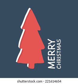Vector Christmas greeting card design. Paper crafted object.