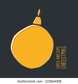 Vector Christmas greeting card design. Paper crafted ball.