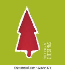 Vector Christmas greeting card design. Christmas element with place for your text. Tear paper oblejct.
