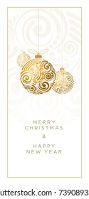 Vektor Weihnachtsgrußkartendesign. Abstrakter, wirbelnder Weihnachtsball auf weißem Hintergrund.