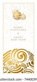 Vector Christmas greeting card design. Abstract swirl Christmas ball on white background.