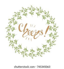 Vector Christmas Greeting Card design with lettering "Cheers!".