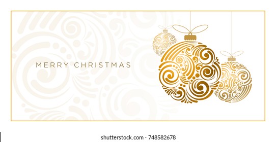 Vector Christmas Greeting Card Design. Abstract Swirl Christmas Ball On White Background.