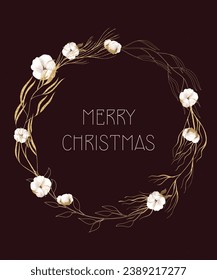 Vector Christmas greeting card with elegant floral wreath