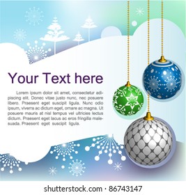 Vector Christmas greeting card : elegant Christmas background with evening baubles