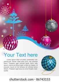 Vector Christmas greeting card : elegant Christmas background with evening baubles
