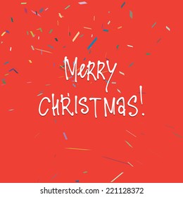 Vector Christmas greeting card with festive confetti background and handwritten text
