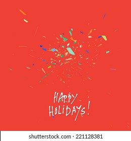 Vector Christmas greeting card with festive confetti background and handwritten text