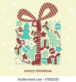 vector  Christmas greeting card with gift box