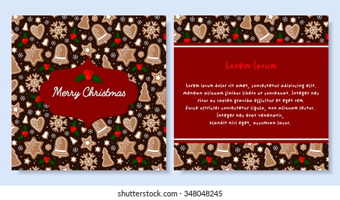 Vector Christmas greeting card with gingerbreads