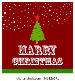 Vector Christmas greeting card - Happy New year and Merry Christmas holidays lettering on a winter snow background - EPS10 vector file organized in layers for easy editing.