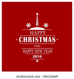 Vector Christmas greeting card - Happy New year and Merry Christmas holidays lettering on a winter snow background - EPS10 vector file organized in layers for easy editing.