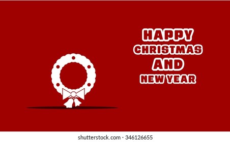 Vector Christmas greeting card - Happy New year and Merry Christmas holidays lettering on a winter snow background - EPS10 vector file organized in layers for easy editing.